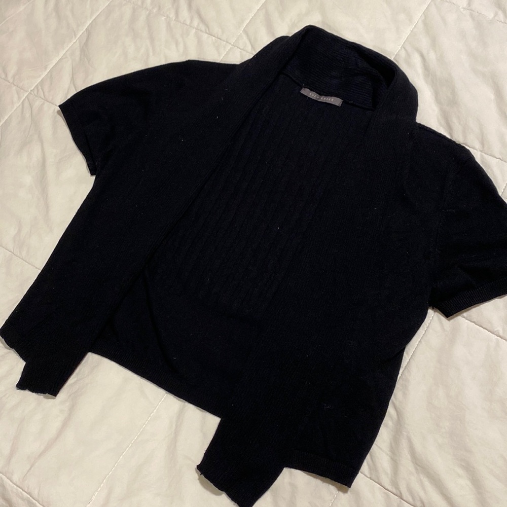 Short Sleeve Crop Cardigan Black